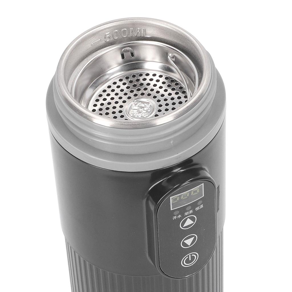 Car Heating Mug 500ml Car Heating Cup Stainless Steel Intelligent Temperature Display Electric Mug with Cigarette Lighter