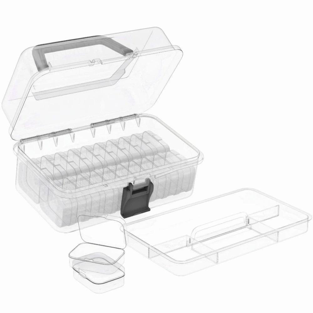 

Clip Closure Fuse Beads Organizer Large Capacity Craft Storage Tool Box DIY 22.2x13.2x11.2cm