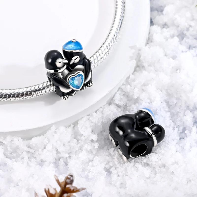 Copper Winter New Penguin Snowflake Capybara Earmuff Sweater Charm Bead Pendant Fit Diy Bracelet Necklace Women Jewelry Gift
