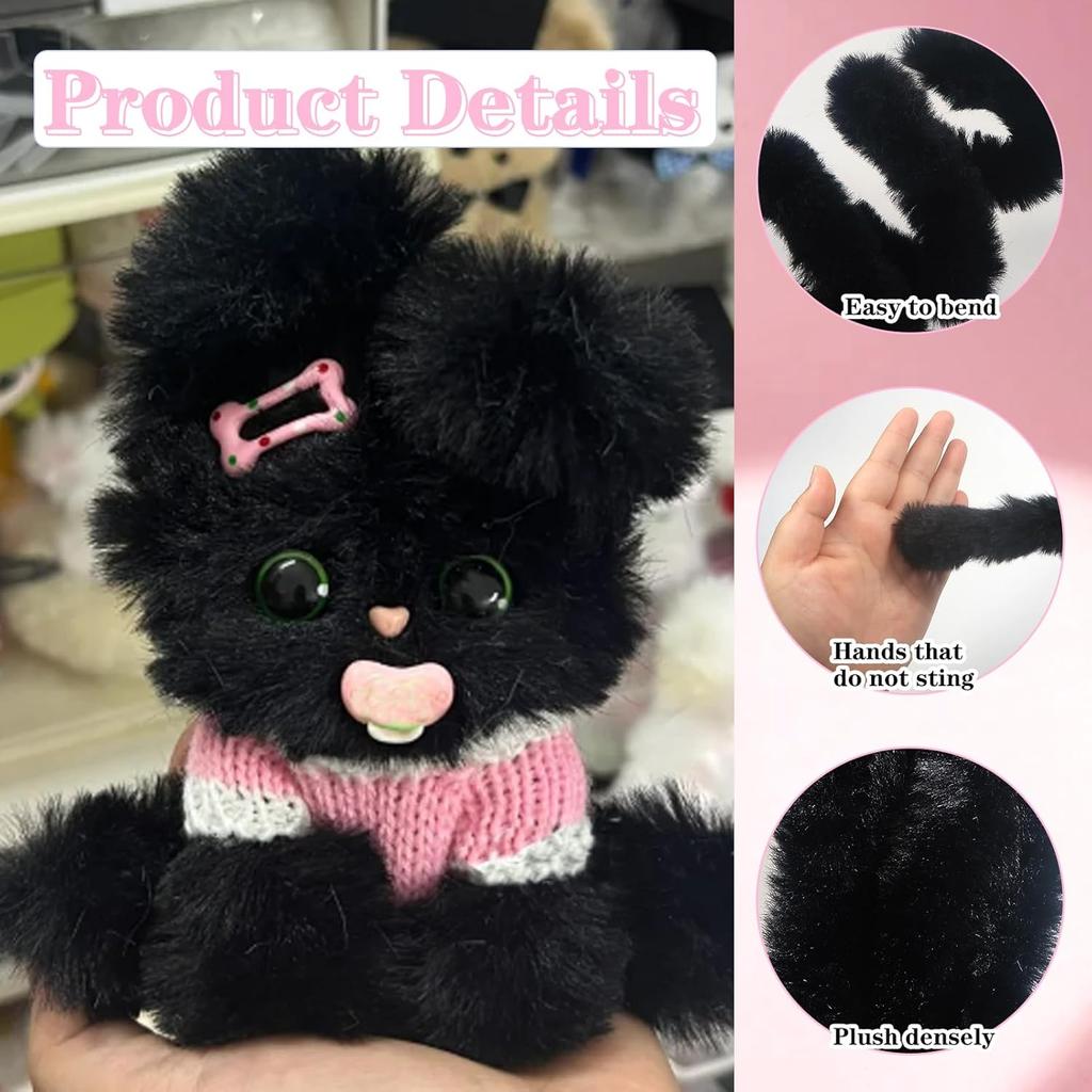 4 ks Černé čističe dýmek Řemeslné 2 cm Super chenille stonky Extra silné Jumbo Řemeslné potřeby pro začátečníky DIY Umění Vytvářejte zvířata