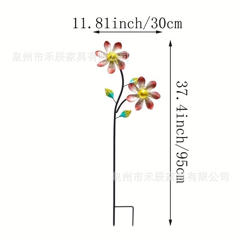 Metal Garden Spinner Outdoor Decorative Windmill Yard Stake Rotating Flower Sculpture Lawn Ornament