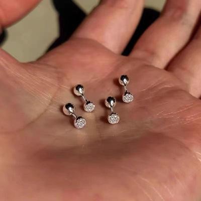 925 Silber Mikro-Pavé Funkelnde Runde Ohrknorpelstecker, Schraubverschluss zum Schlafen, Nicht Entfernbar, Mini Klein für Frauen