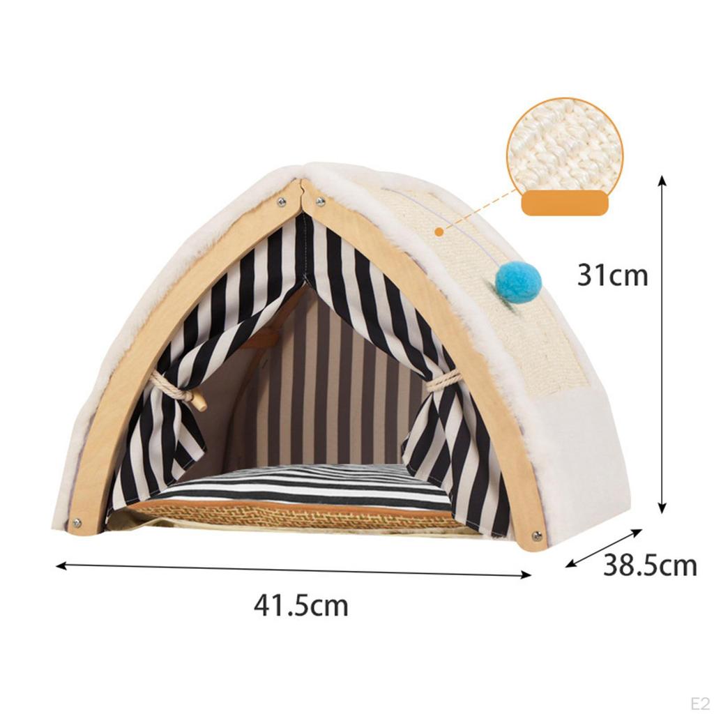 Cat Tent House Sisal Scratching Board Hanging Ball, Breathable Portable Condo, Bed