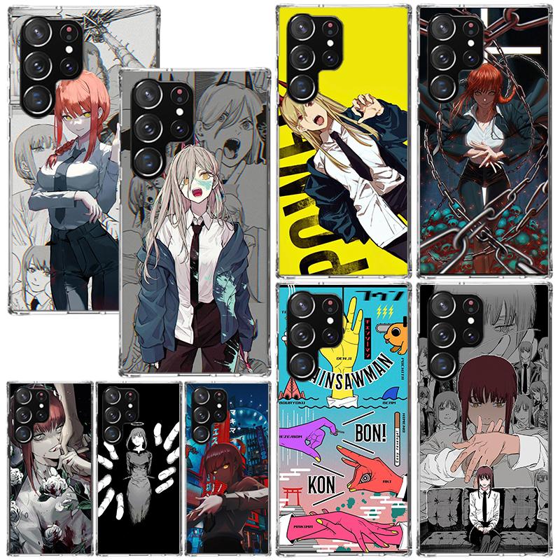 Chainsaw Makima Power Phone Case For Samsung Galaxy S25 S24 S23 S22 Ultra S21 FE S20 Plus S10 + S10E Art Fundas Back Cover S24 S