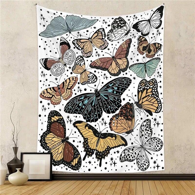Psychedelic Butterfly Tapestry Wall Hanging Cloth Bohemian Witchcraft Hippie Aesthetic Dorm Home Decor