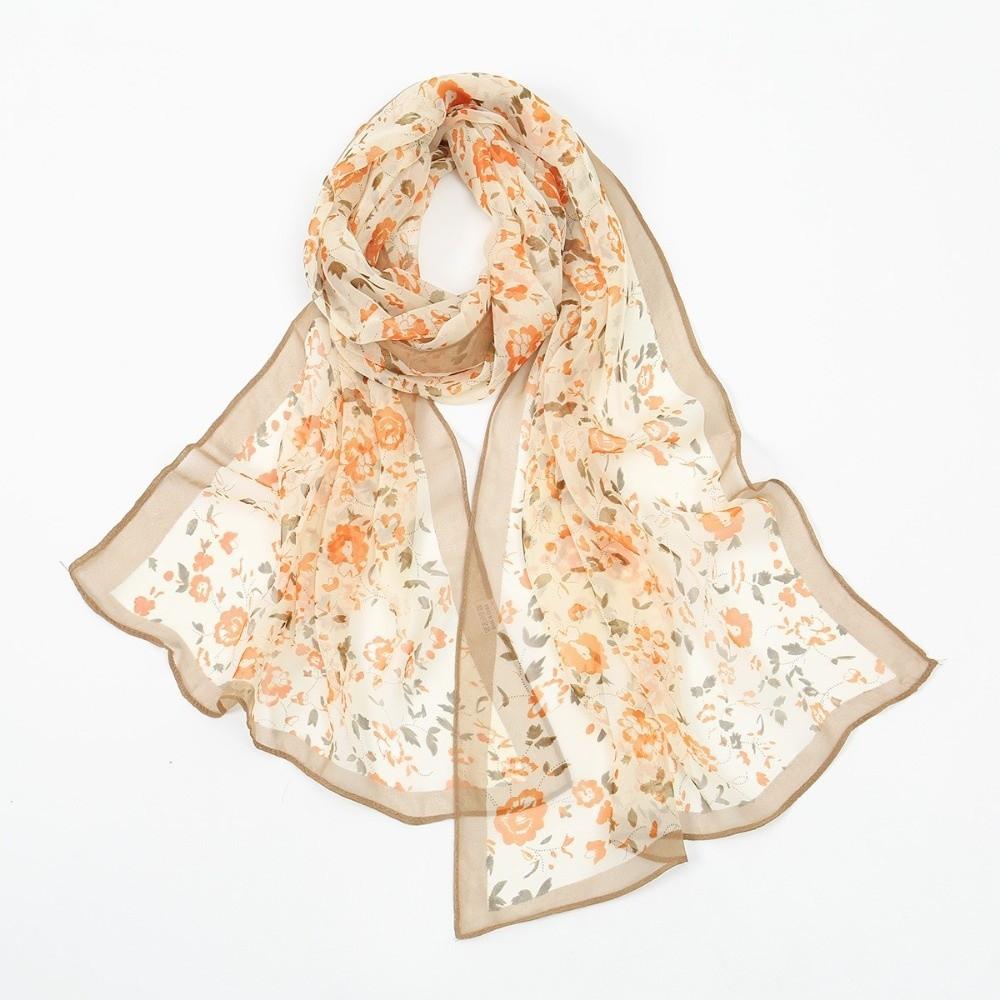 Print Pattern Chiffon Scarf Classic Style Sun Protection Scarf New Shawl Wrap Fashion Accessory