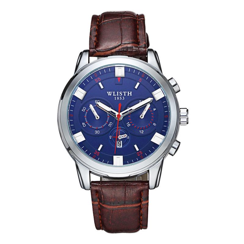 Top Brand Fashion Men's Watch Fake Three Eyes Quartz Steel Band Waterproof Student Men's Watch