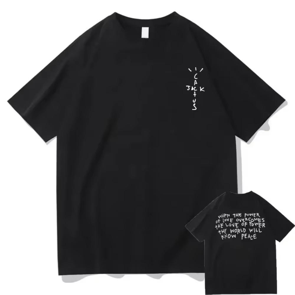 New Cactus Jack T Shirt Fashion Letter Print TShirt Men Women Casual Loose Oversized Tshirt Hip Hop Oversized T Shirt S