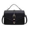 Fashion Luxury PU Leather Women's Square Crossbody Bag Top Handle Mini Satchel Flap Handbag Contrast Color Trendy Shoulder Bag