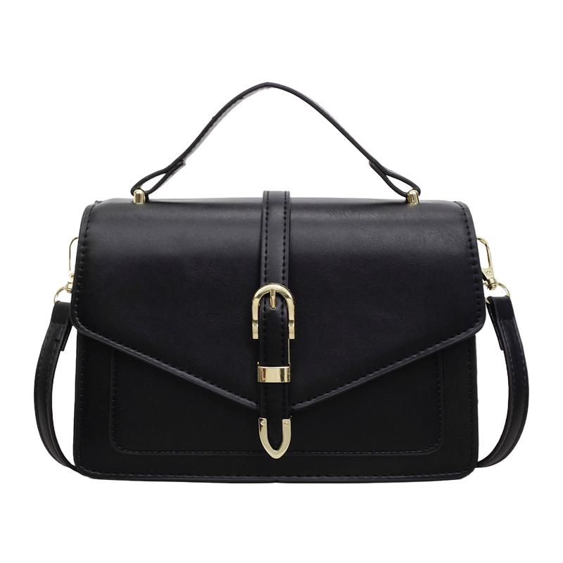 Fashion Luxury PU Leather Women's Square Crossbody Bag Top Handle Mini Satchel Flap Handbag Contrast Color Trendy Shoulder Bag