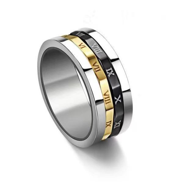 Men's Roman Numeral Rotating Titanium Steel Ring – Non-Fading, Versatile Fashion Jewelry
