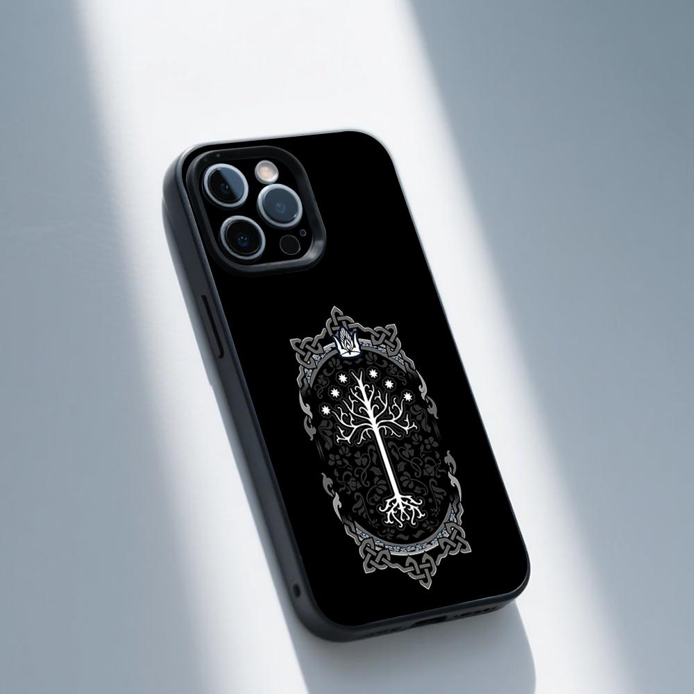 Tree of Gondor Flag Phone Case For iPhone 16,15,14,13,12,11,Pro,Max,Plus,X,XS,XR,SE,8,7,Mini,Soft Silicone Black Case