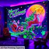 Christmas Dark Santa  Reindeer Fluorescent Tapestry Outer Space UV BlackLight Tapestry, Wall Hanging For Living Room Bedroom Office Home Decor