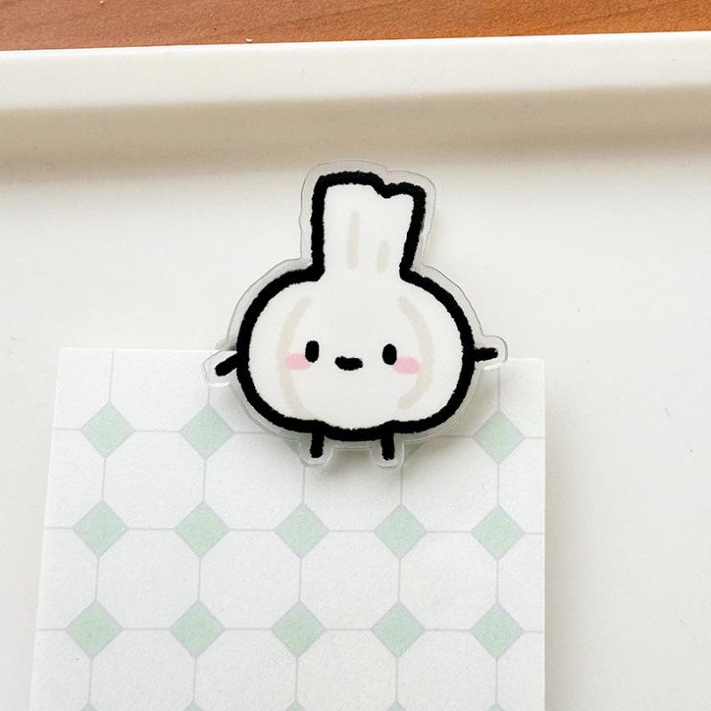 10Pcs Cute Cartoon Vegetable Acrylic Memo Clips Double Sided Paper Clamp Student Stationery Gift