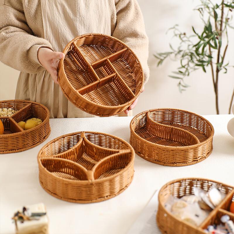 Japanese Style Imitation Rattan Compartmentalized Snack Tray