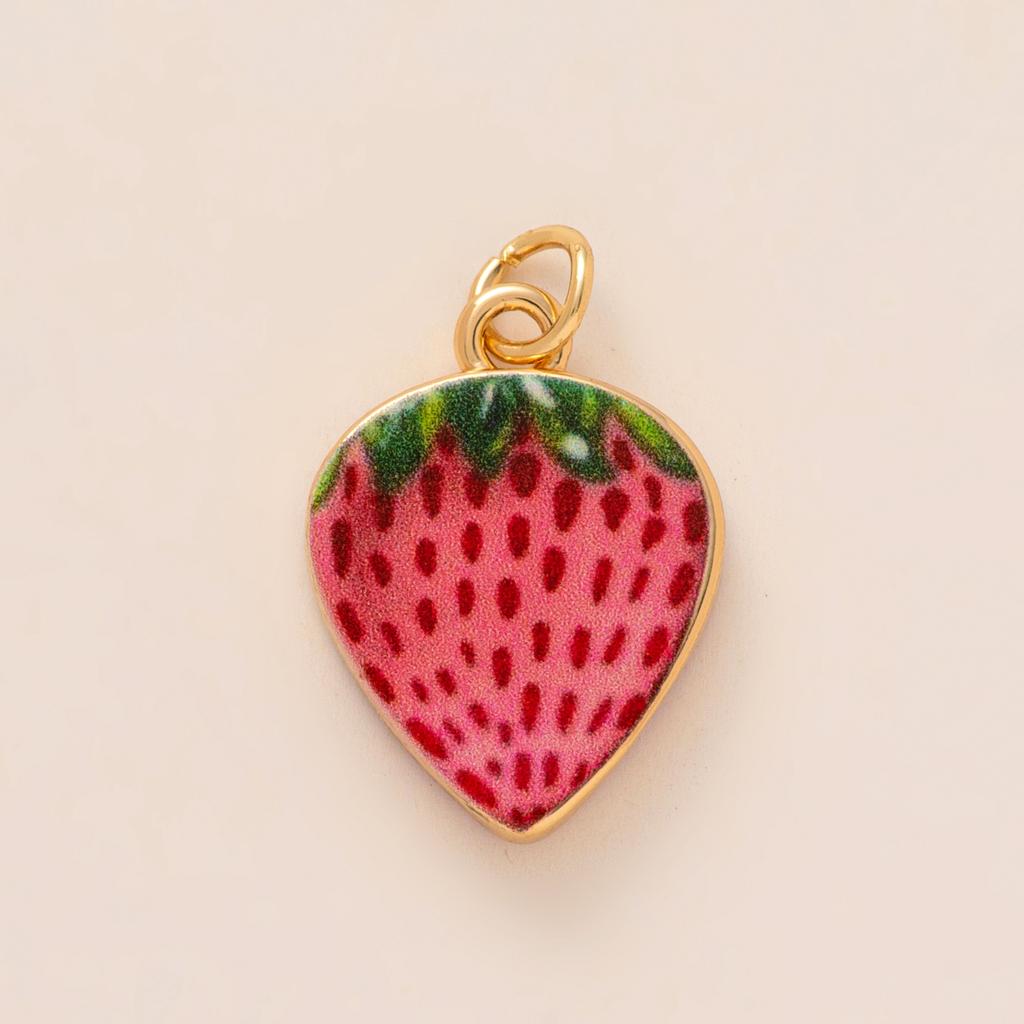 Dopamine Pendant Necklace, DIY Fruit Food Love Pendant, Copper Material, Gold-plated, Color Preserving