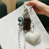 Acrylic Chocolate Ornament Heart Leather Keychain Bag Braided Cord Bow Design Backpack Pendant Tassel Love Heart Lanyard