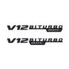2pcs V12 BITURBO 4MATIC Logo Letters Sticker For C E S G Class SL ML W221 W205 W210 W211 W212 Fender Badge Decal