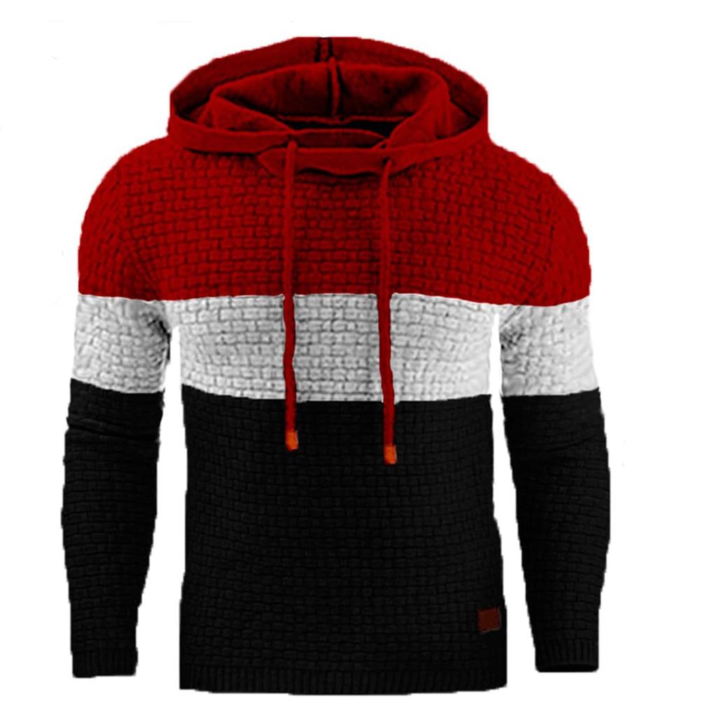 Herren, Hoodies  Fit Mode Waffel Hoodie Casual  Hoody Top Mit Freizeit Hoodie Farbblock Strick Sweatshirt Top