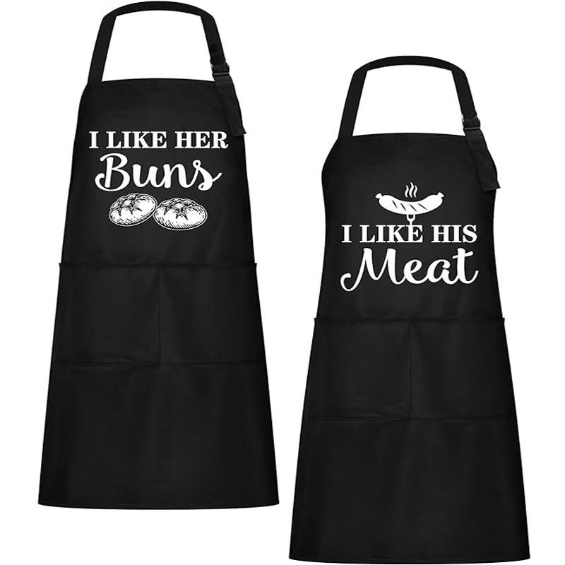 Couple personalized waterproof and anti-fouling kitchen garden barbecue printed waterproof apron