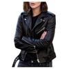 Herbst Kurze Jacke Einfarbig Moto Bikerjacken Dünne Damen Coole Kunstlederjacke Slim Kurze Oberbekleidung