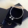 Japanese and Korean popular jewelry silver bell bracelet, smooth solid bracelet, fashionable and simple women's bracelet