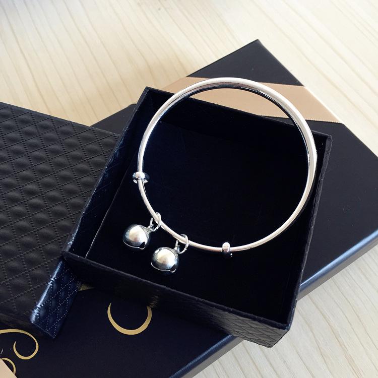 Japanese and Korean popular jewelry silver bell bracelet, smooth solid bracelet, fashionable and simple women's bracelet