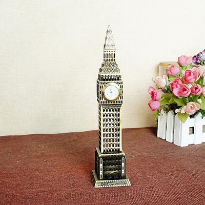 1 adet 19/23.5/30 cm Londra Big Ben Heykeli Masa Saati Bronz Renk Ünlü Bina Heykelcik Modeli