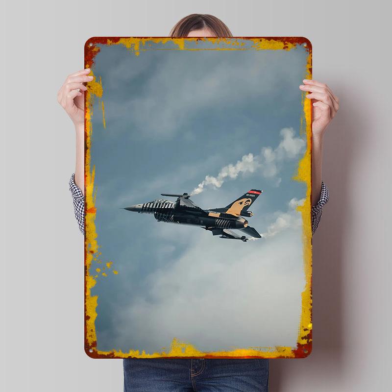 

F16 Fighting Falcon in Flight Tin Plaque Poster Customized Wall Art Retro Vintage Metal Signs for Man Cave Desk Decor Wand Deko 7.9x11.8In(20x30cm)