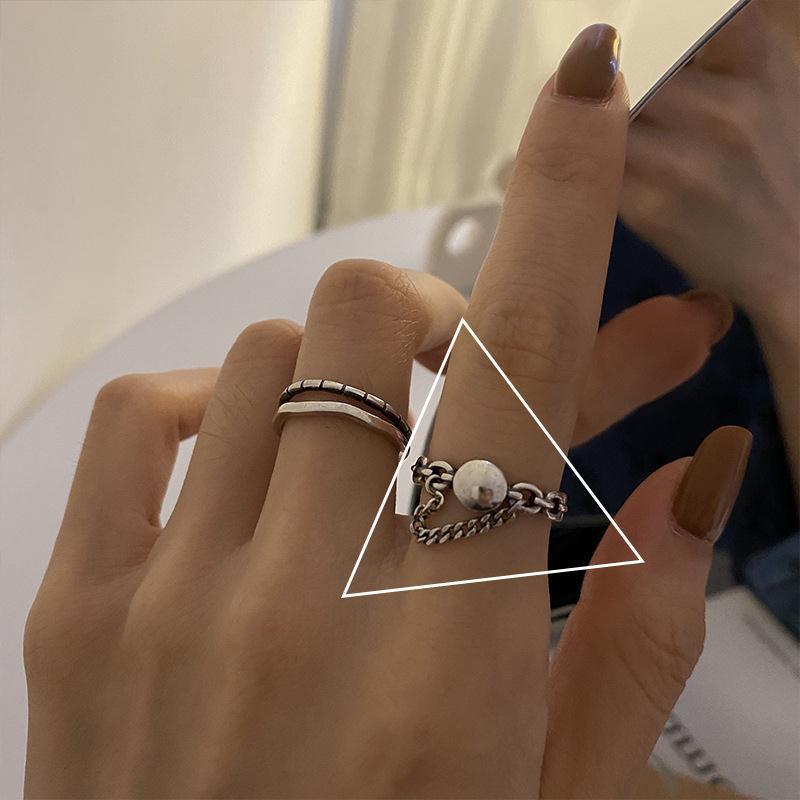 

Кольцо-кроссовер в виде цепочки с сердечками в корейском стиле для женщин - Не тускнеющее, Простой студенческий дизайн (2025)