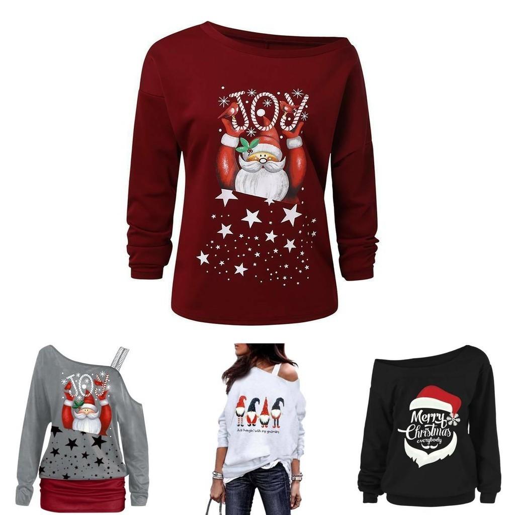 Stylish Women's Christmas Jumper Pullover Loose Fit Sweatshirt For Festive Seasons