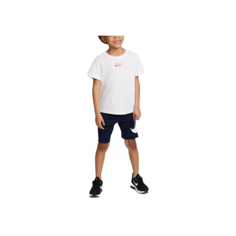 Nike Performance Swoosh Dri-Fit Logo Print Color Block Straight Leg Kids Shorts Kids shorts Obsidian FQ3633-451