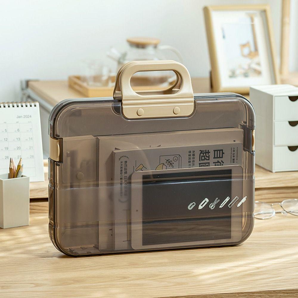Portable A4 File Folder with Handle Document Storage Boxes Documents Case  Stationery Storage