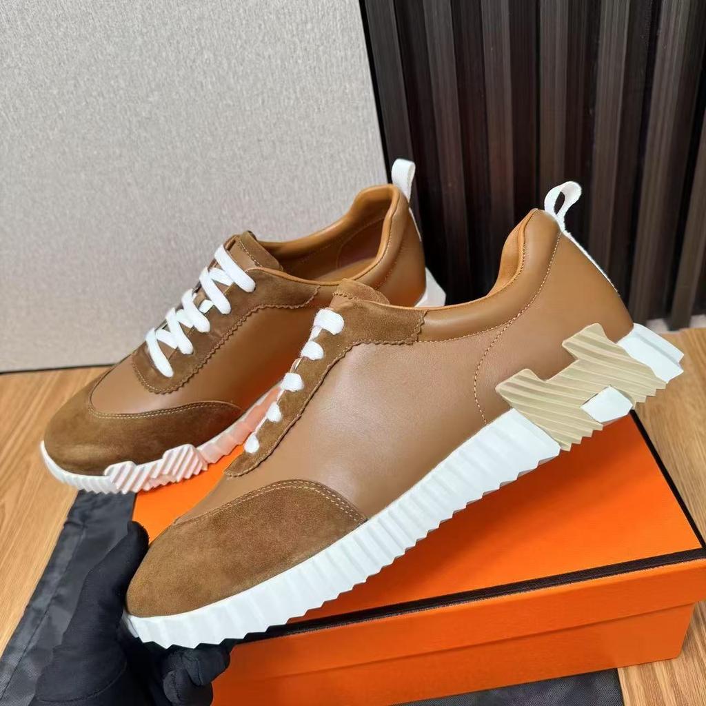 European Hh Men'S Shoes Sports Shoes Leather Mesh Shoes Breathable Versatile Lace-Up Light Luxury High-End Height Increase