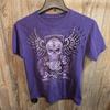 Lila Gothic Zuckerschädel Flügel Rose Tattoo Kunst Grafik T-Shirt Größe L??