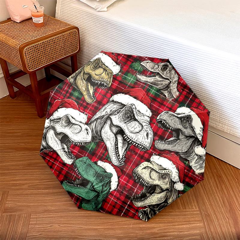 

1 PC Automatic Folding Umbrella - Christmas Dinosaurs Pattern, Portable & Foldable Design with 8 Ribs, Christmas Birthday Gifts