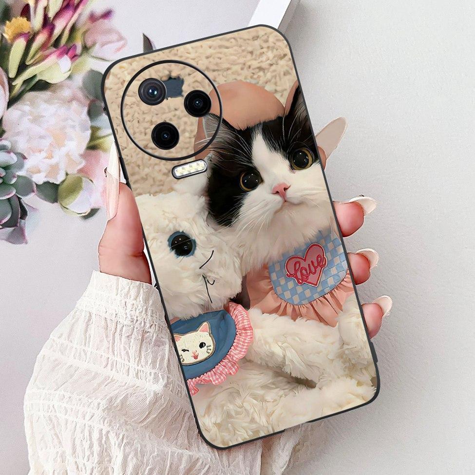 For Infinix Note 12 Pro 4G Case X676B Silicone Cute Cat Fashion Flowers Painted Cover For Inifnix Note 12 Pro Phone Case Bumper