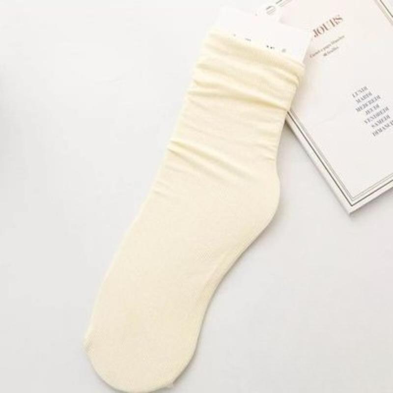 Female Spring and Summer Thin Pure Color Cool Breathable Comfortable Tube Stack Socks