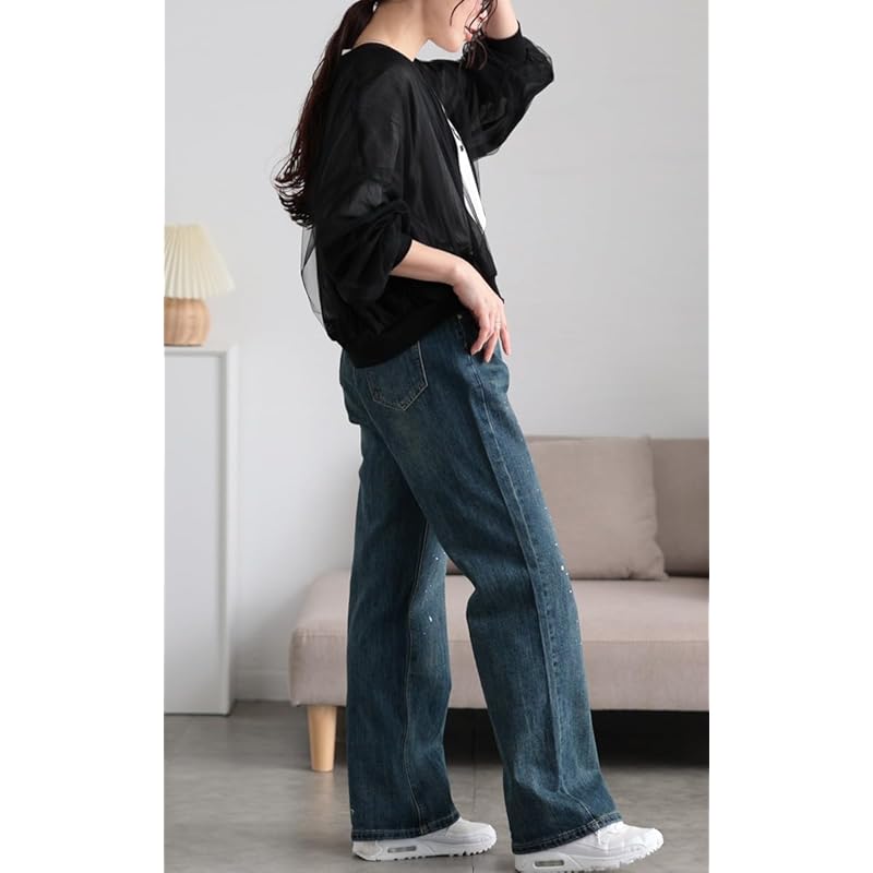 [Gold Japan] large size ladies outer blouson jacket long sleeve tulle Sheer cropped Spring coordination spring summer autumn mnfk-258112 4L black