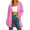 Cardigan da donna casual alla moda con cappuccio, chiusura lampo, manica lunga, vestibilità ampia con spacchi laterali