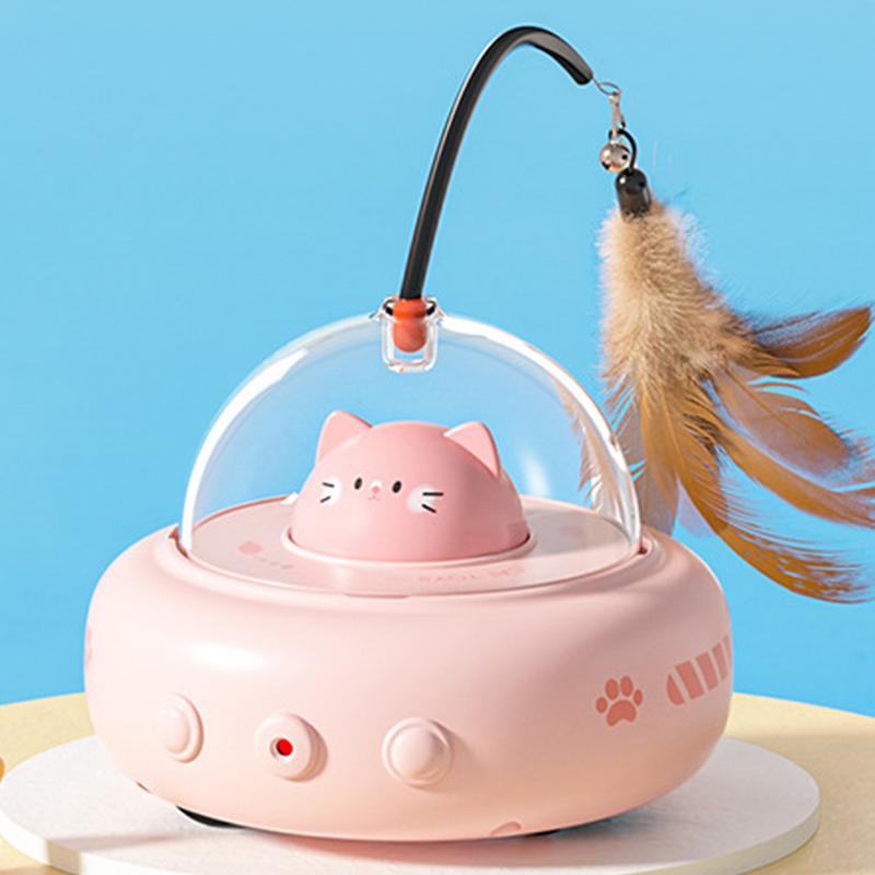 Cat Teaser Toy Cat Toys With Feather Cat Teaser Wand Rechargeable Electric Sensing Pet Toys For Chasing And Hunting