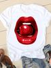 Clothing Summer Short Sleeve Watercolor Lip Sexy New Ladies Casual Unisex Fashion Graphic Tee Tshirts Female T Shirt Clothes