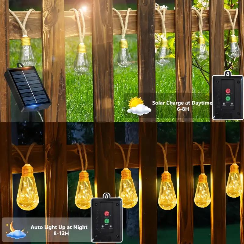 Globe Solar Outdoor LED String Lights Plastic Shatterproof Bulbs Waterproof Patio Lights for Garden Outside Backyard Porch Light
