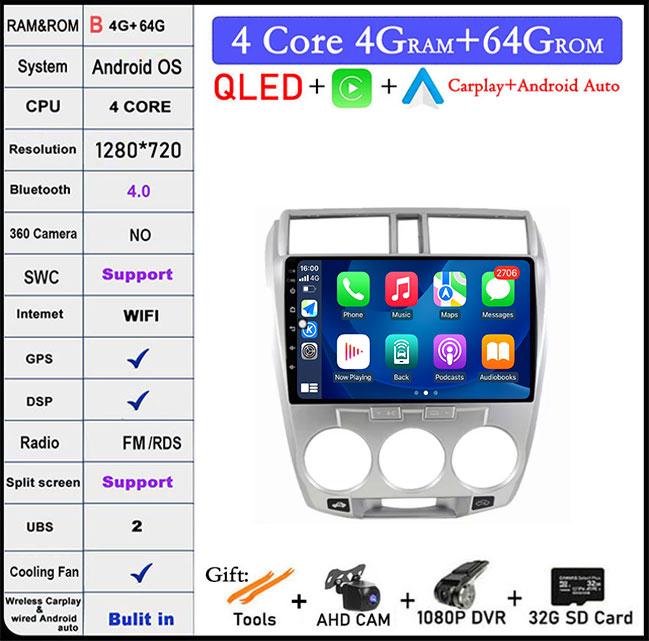 9 Lnch For Honda City 2008 -2013 Car Radio Multimedia Video Player Navigation GPS Head Unit BT