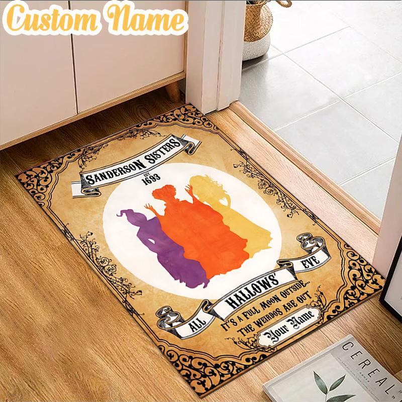 Custom Name Halloween Horror Witch Rug, Office Rug, Chair Rug, Carpet for Living Rooms, Doormat Game Rug Home Decor Christmas Gifts