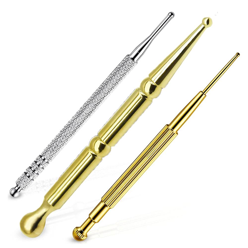 3PCS Facial Reflexology Massage Tool Stainless Steel Acupuncture Pen Double Headed Ear and Body Point Probe Pen Health Care Tool