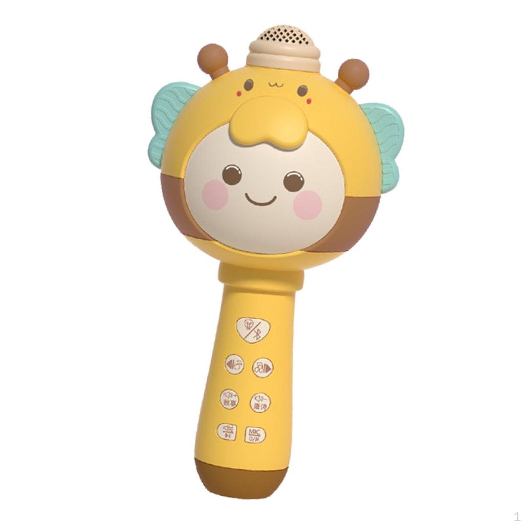 Cartoon Music Microphone Early Educational Toy with Light USB Rechargable for Kids Birthday Gifts