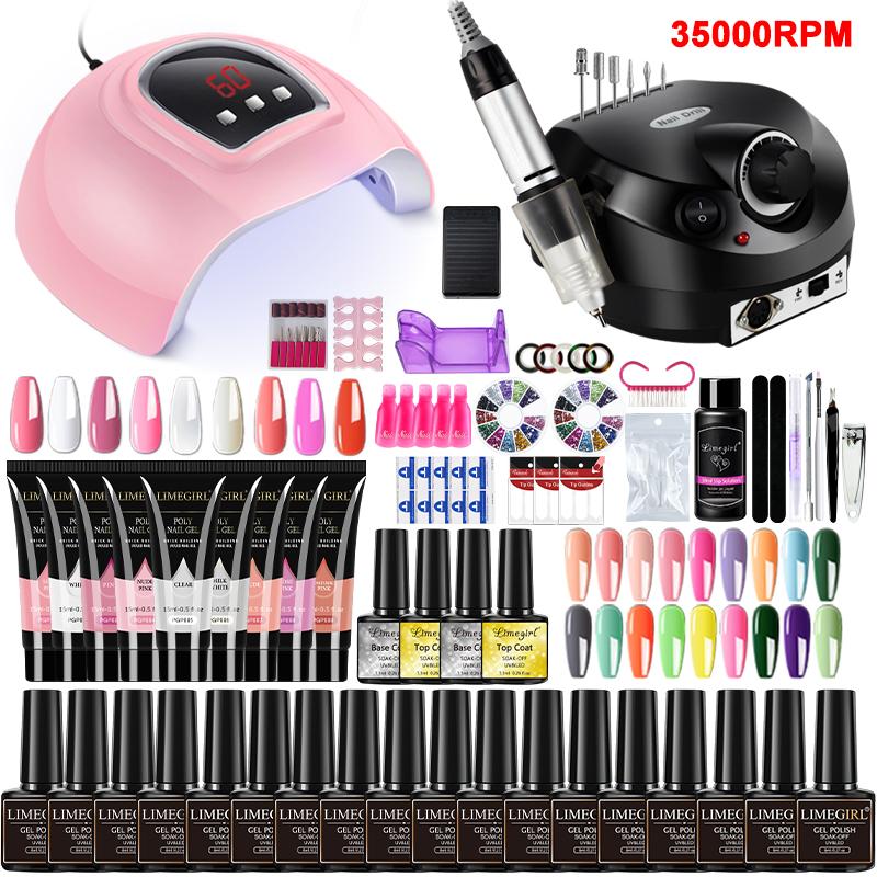 

Маникюрный набор Limegril, набор полигелей для ногтей Met, лампа для ногтей, полуперманентная лампа Vernis, акриловый гель для наращивания, набор Nagellak, Elektrische Nail boor