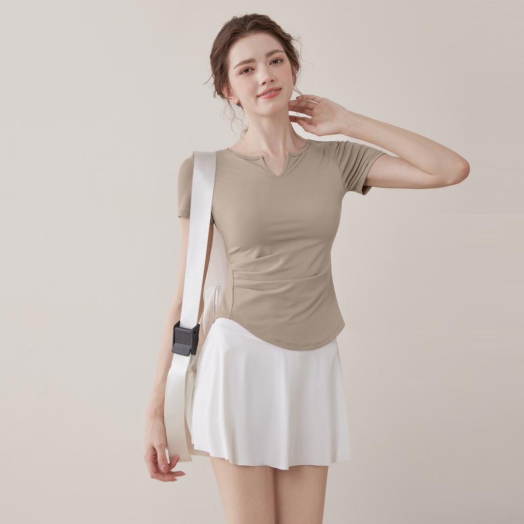 Yoga clothes women's 1011 new summer short-sleeved running thin sports top Pilates training fitness clothes set