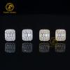 Women Luxury Gold Plated 925 Sterling Silver Iced Out Baguette VVS Moissanite Halo Stud Earrings for Men Hip Hop Diamond Studs